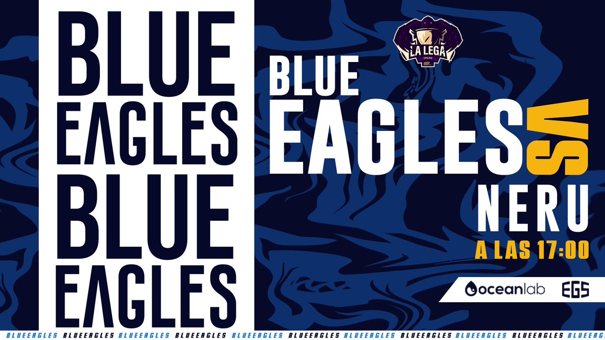 |#LeagueOfLegends|

🏆Semifinal de ascenso a Premier <a href="/LegaOnline/">LaLegaOnline</a>
🕔17:00h
🆚@TheDogKingNeru
📺twitch.tv/blueeaglesec

#BLEvsDKN

Patrocinan:
@oficial_egs @OceanlabES

#EaglesNeverGiveUp