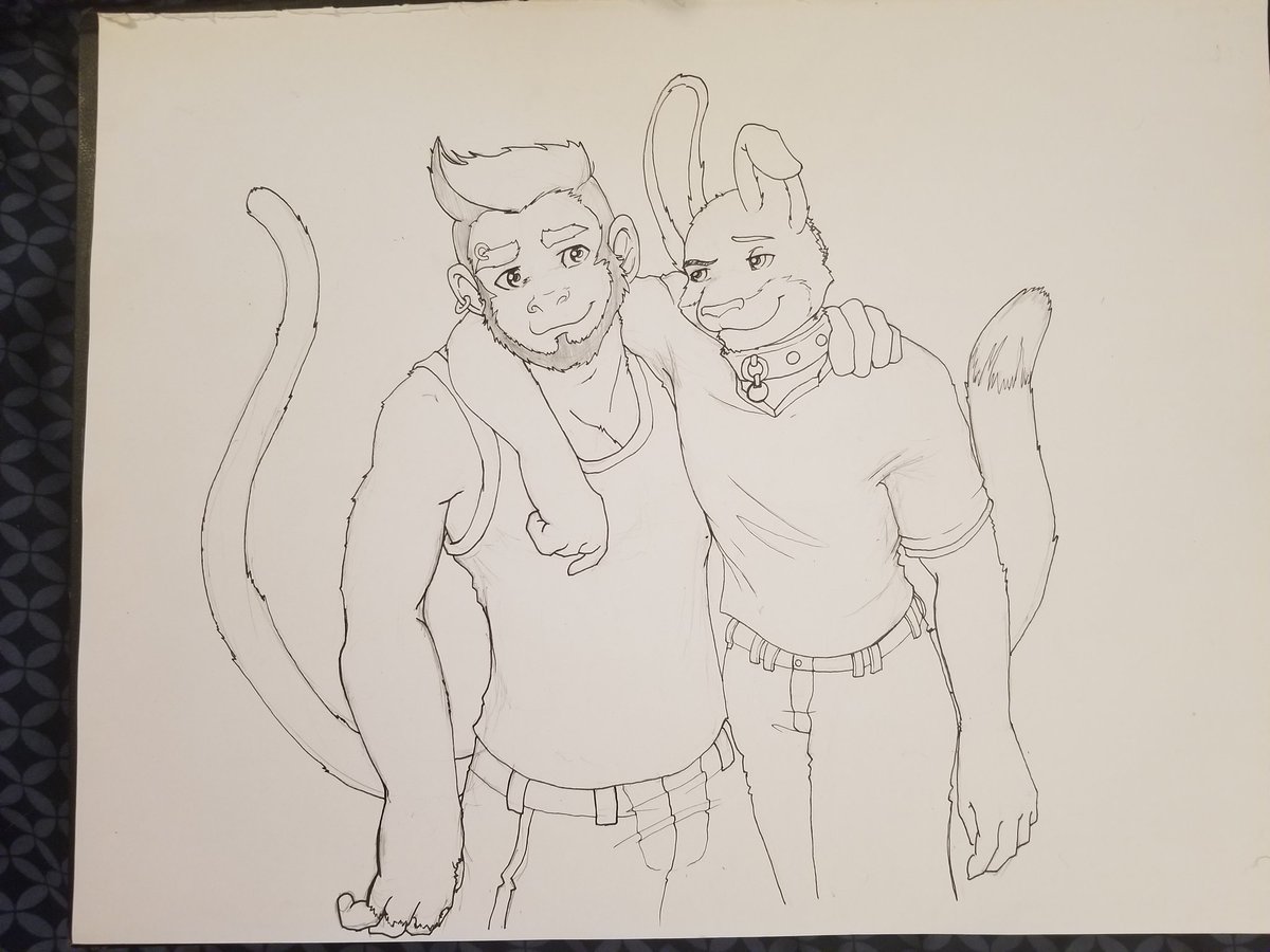 DragonIllution's tweet photo. A commissioned piece. #prismacolorpencils on 14" x 17" paper.
#furryart #friends #bromance #art #queerart #traditionalart #illustration #comicart #monkey #cabit #sketch https://t.co/eSYU7ONvao