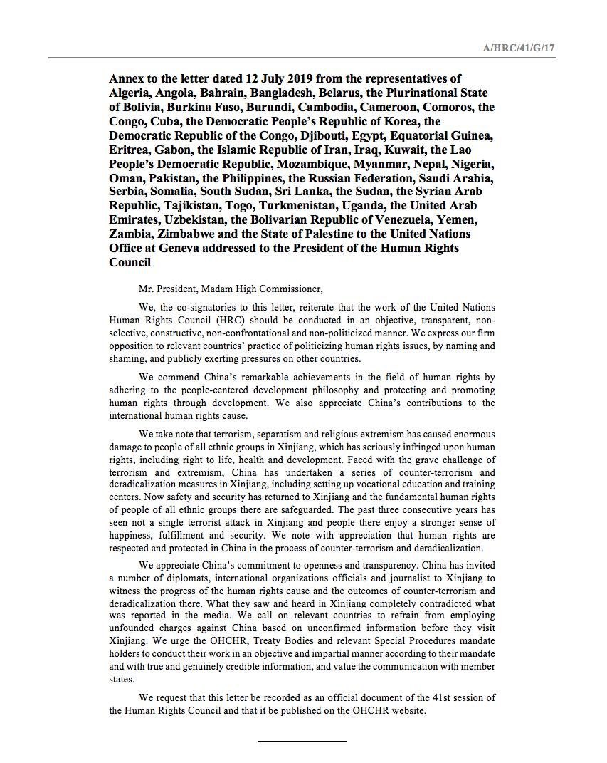 hot take: Muslim-majority nations that embrace Islamic law frameworks (look at the signatories of the letter,  https://www.dawn.com/news/1513950&nbsp;) should be condemning China for their treatment of millions of Muslims, not lauding them