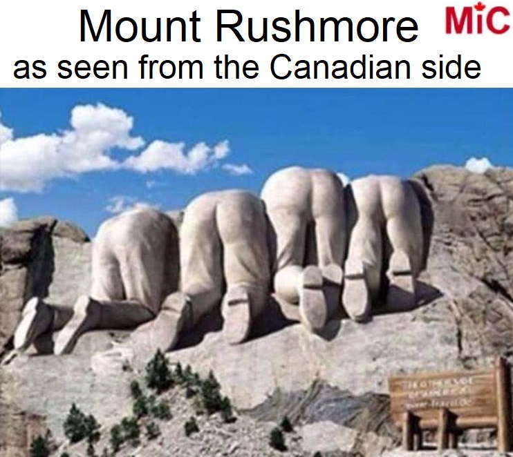 MeanwhileinCana's tweet photo. Mount Rushmore has always looked a little off when viewing it from Canada. https://t.co/RDdKkGfqK5