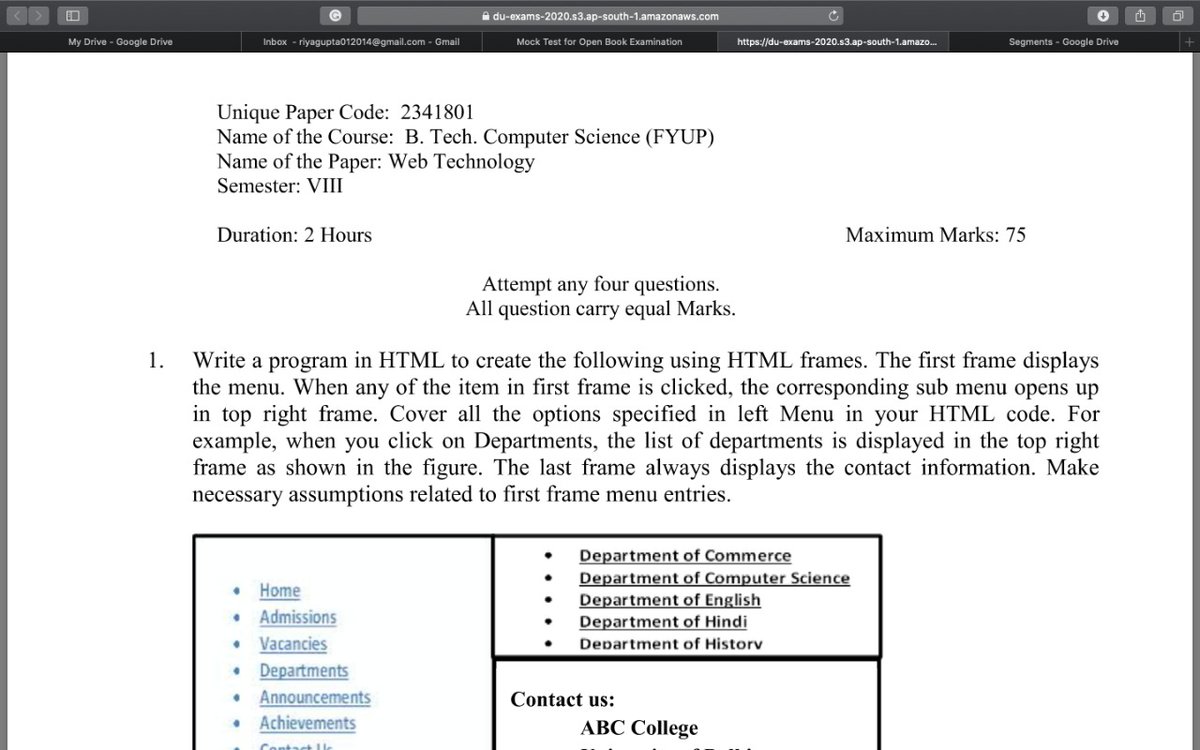 Anadika6's tweet photo. Alas, one of the best mock exam I gave so far, wherein a student of BSc(H) CS gets a BTech Question Paper. And they say they are totally prepared. And later we get a gateway error. 
#DUAgainstOnlineExams #ScrapOBE https://t.co/vwX1CTlJjM