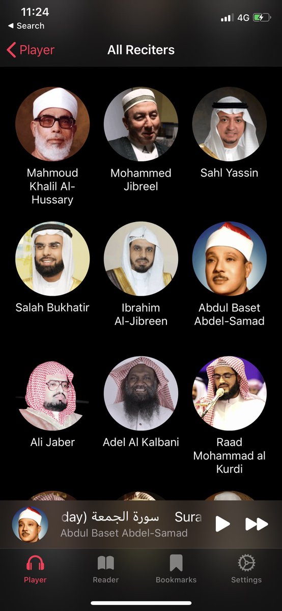 Maher & Yaseer used to be my favorites, switching to abdulbasit was a bit weird at first cos they’re relatively way faster.To make it a routine, listening to Quran, I played him on my Quran ProI chose early morning & driving hours for listening cos my mute hours.