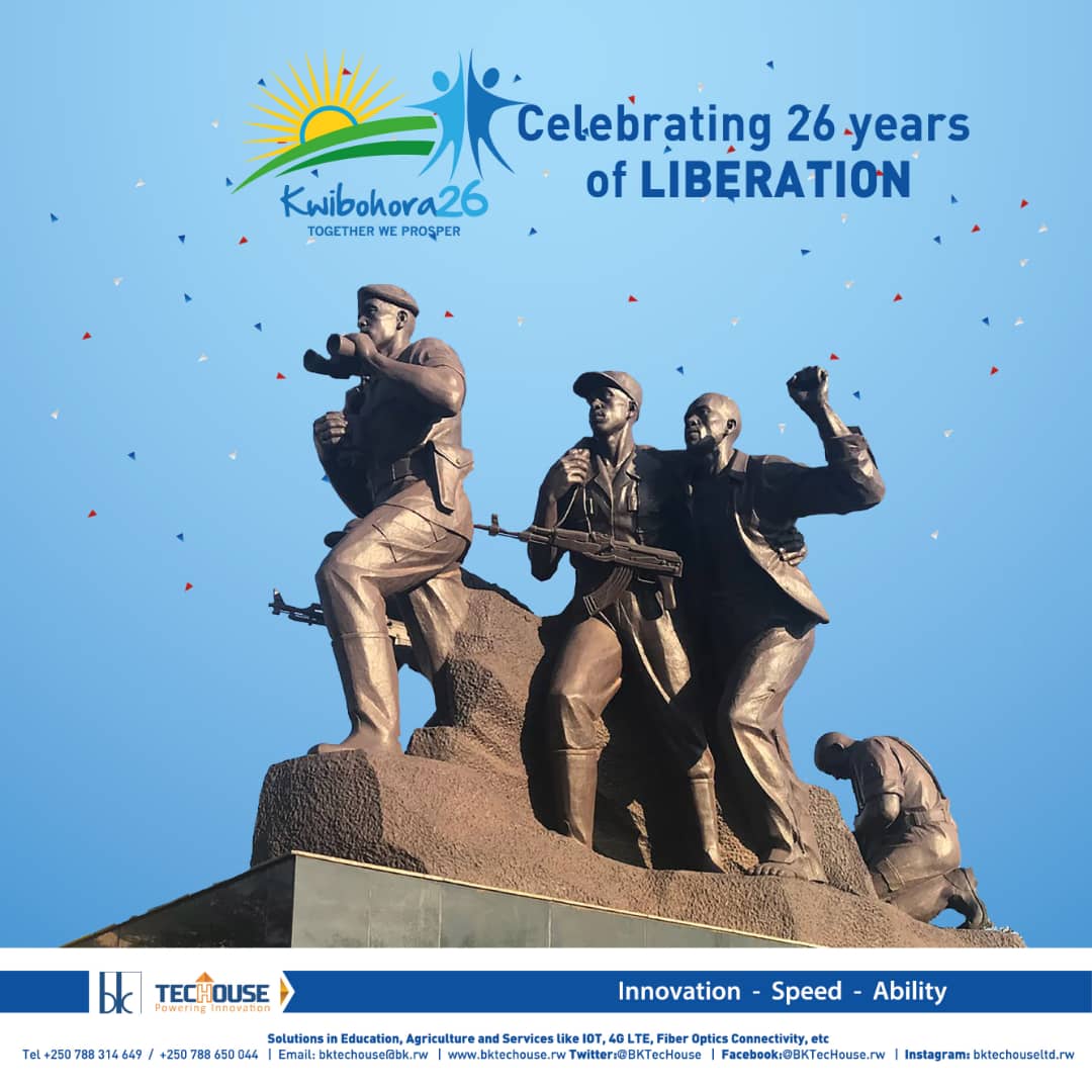 CMunyangabo's tweet photo. As we celebrate 26 years of liberation, @Bktechouse family honor those who made sacrifices.
You shaped a better Rwanda for us to enjoy today. THANK YOU
#Kwibohora26 #Rwanda https://t.co/zMFpVs1WDt