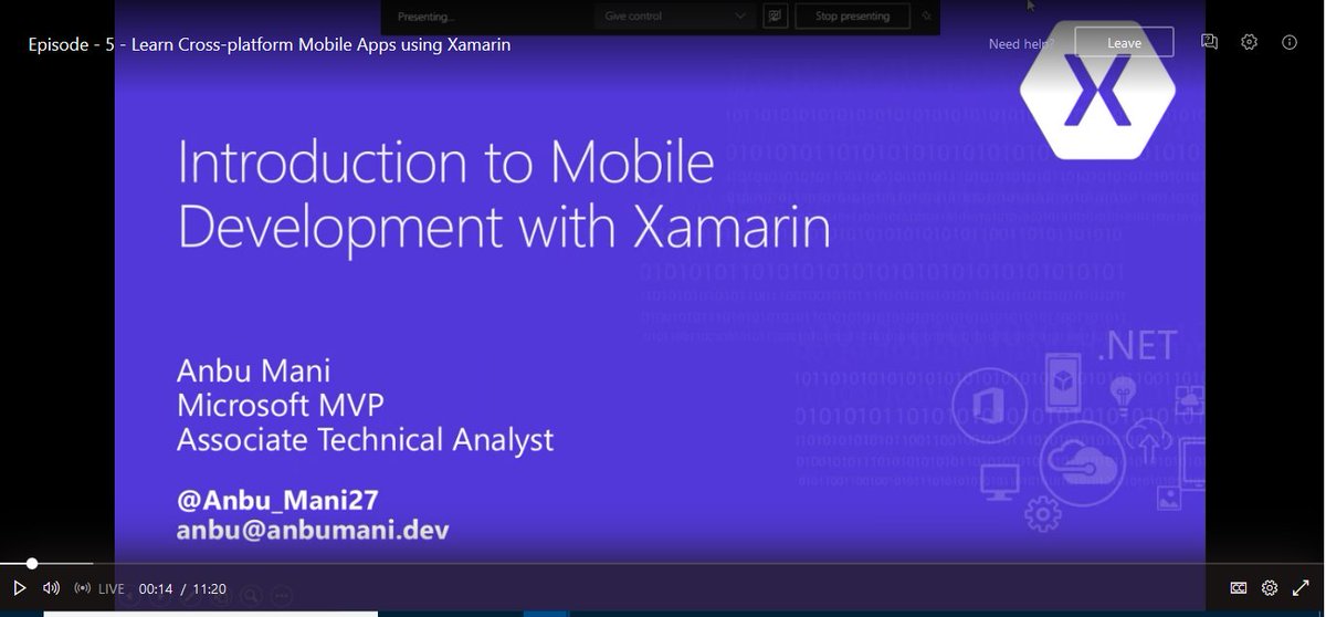 msdevgeeks's tweet photo. We are live now: "Learn Cross-platform Mobile Apps using Xamarin" by Anbu Mani.
Microsoft Teams URL: https://t.co/aPXPHAmeUL
#IndiaMVP #indiabuzz #msdevgeeks
#microsoft #Azure #cloud #xamarin https://t.co/BpWUc61yaG
