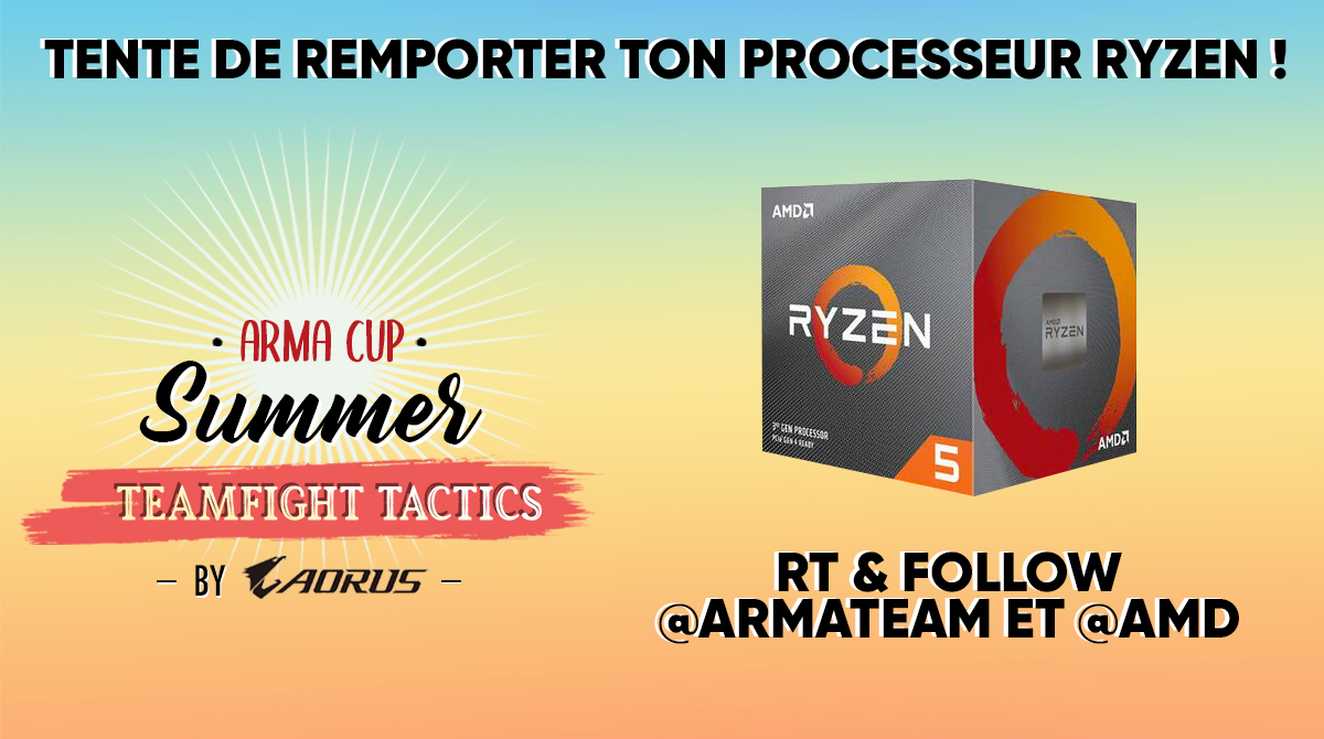 armateam's tweet photo. 🎁 Tente de remporter ton processeur RYZEN 5 3600 ! 🎉

➡ RT &amp; follow @armateam &amp; @AMD 

Tirage au sort le 08/07

Bonne chance à tous ! 🍀 https://t.co/397RYWKP1S