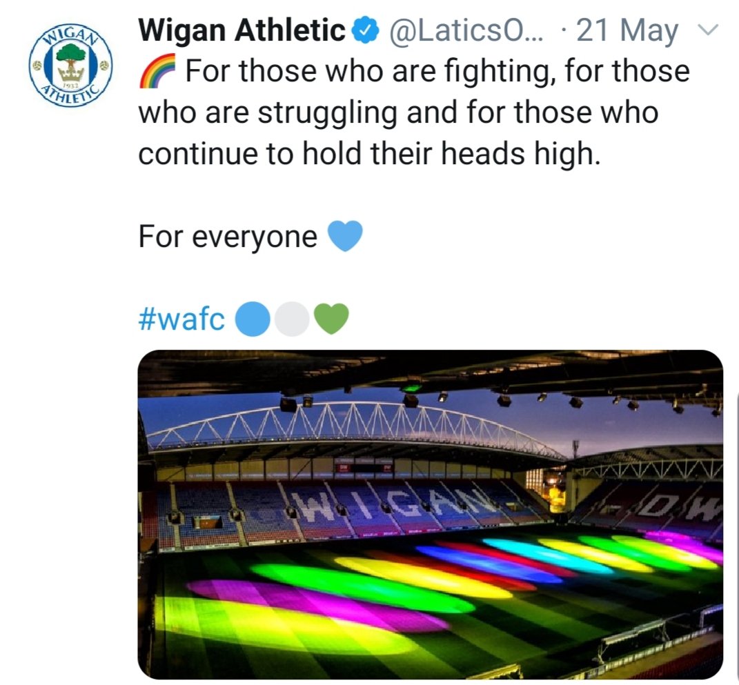 My club is proudly & fiercely anti-bigotry, anti-intolerance & pro-inclusion. That means so much in a town like Wigan.