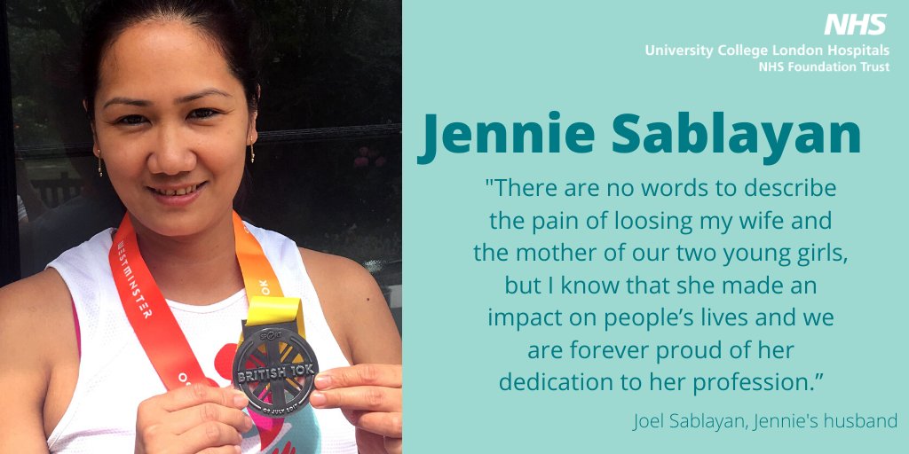 uclh's tweet photo. #UCLHRembembers: Jennie Sablayan was a specialist haematology nurse. An expert in her field, Jennie looked after patients with leukaemia, lymphoma and other blood cancers with much kindness and great dedication. Read our tribute: https://t.co/YiJtlTEzch #inmemoriam https://t.co/Y6Adq9LQyH