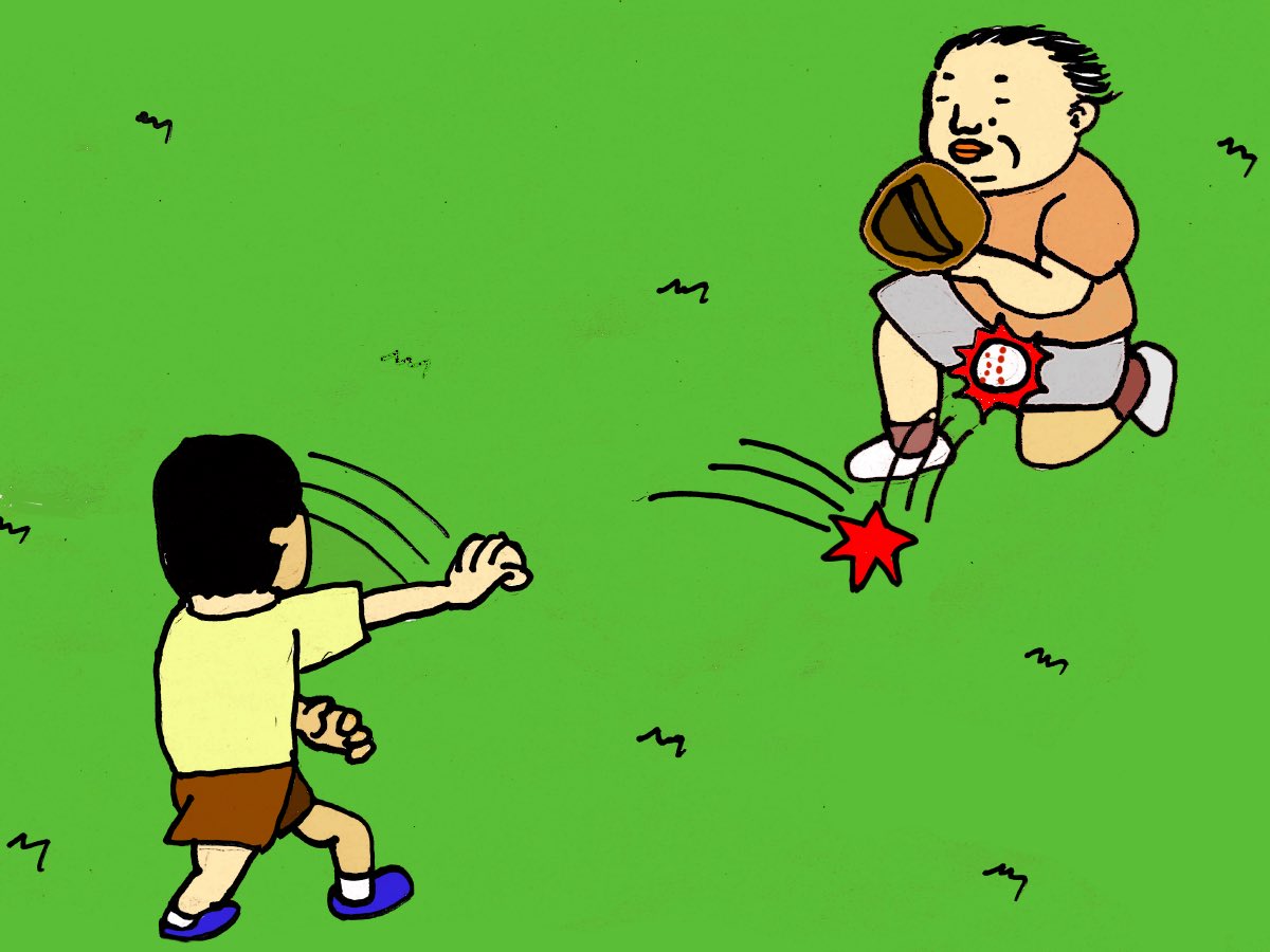 大西ユースケ 現在東京 今日のイラスト Vol 129 息子の投げたボールがワンバウンドして金玉直撃してたお父さん 雷鳴のハマチさんからリクエストを頂きました 実際公園で見かけた光景だそうです 何でもリクエスト待ってます ありがとうござい