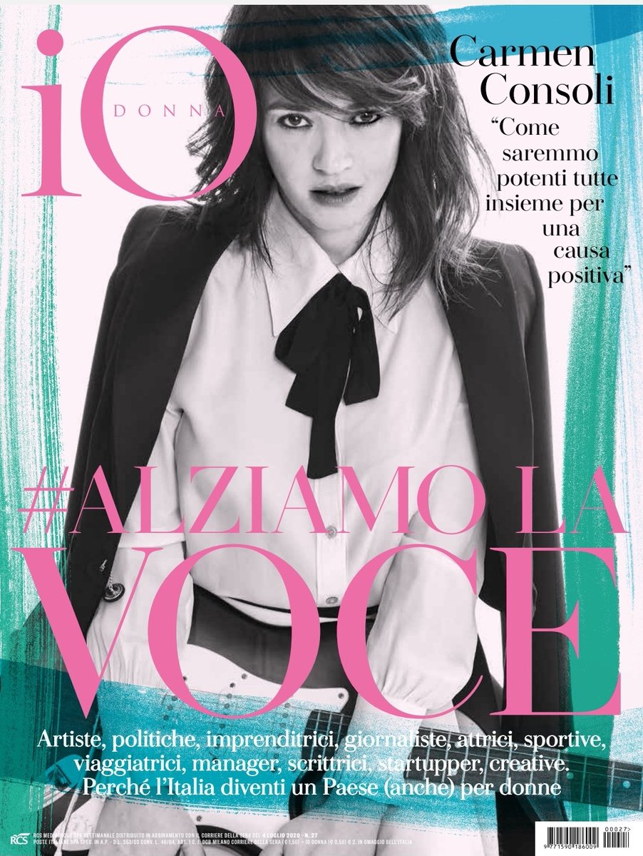 CarmenConsoli's tweet photo. #ALZIAMOLAVOCE 
Su @IOdonna in edicola oggi, Carmen ed @elisatoffoli si confrontano sull’Italia e su tutta la strada che c’è ancora da fare perché diventi un Paese per donne. https://t.co/pS2H5YTbCn