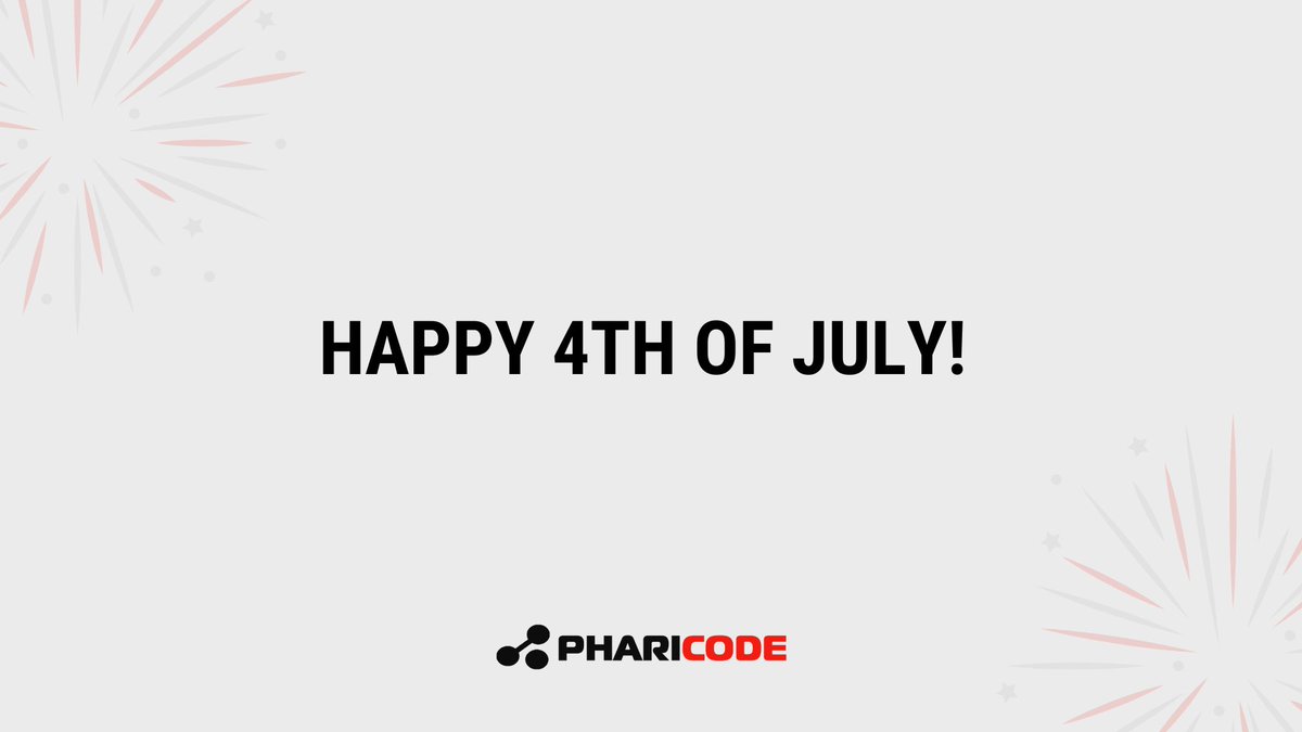 pharicode's tweet photo. The Pharicode team wishes everyone a safe and happy #4thOfJuly! 🎆 https://t.co/WJIgyimZf6