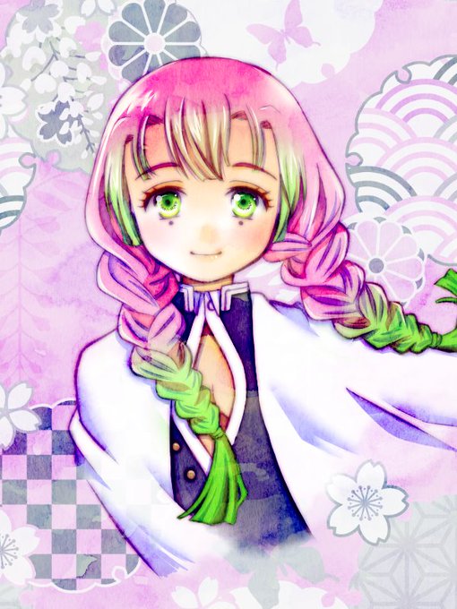 熊岡熊子@Hades鯖さんがTwitterに投稿した甘露寺蜜璃(鬼滅の刃)のイラスト。