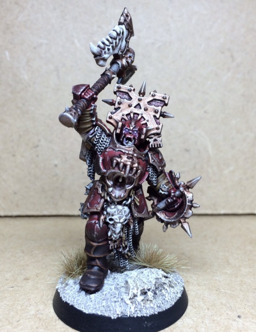 The first model I painted for AoS, and my first army - A wild mix of Khorne & Skaven that served me very well in the wild west of AoS. RIP Grand Alliances.