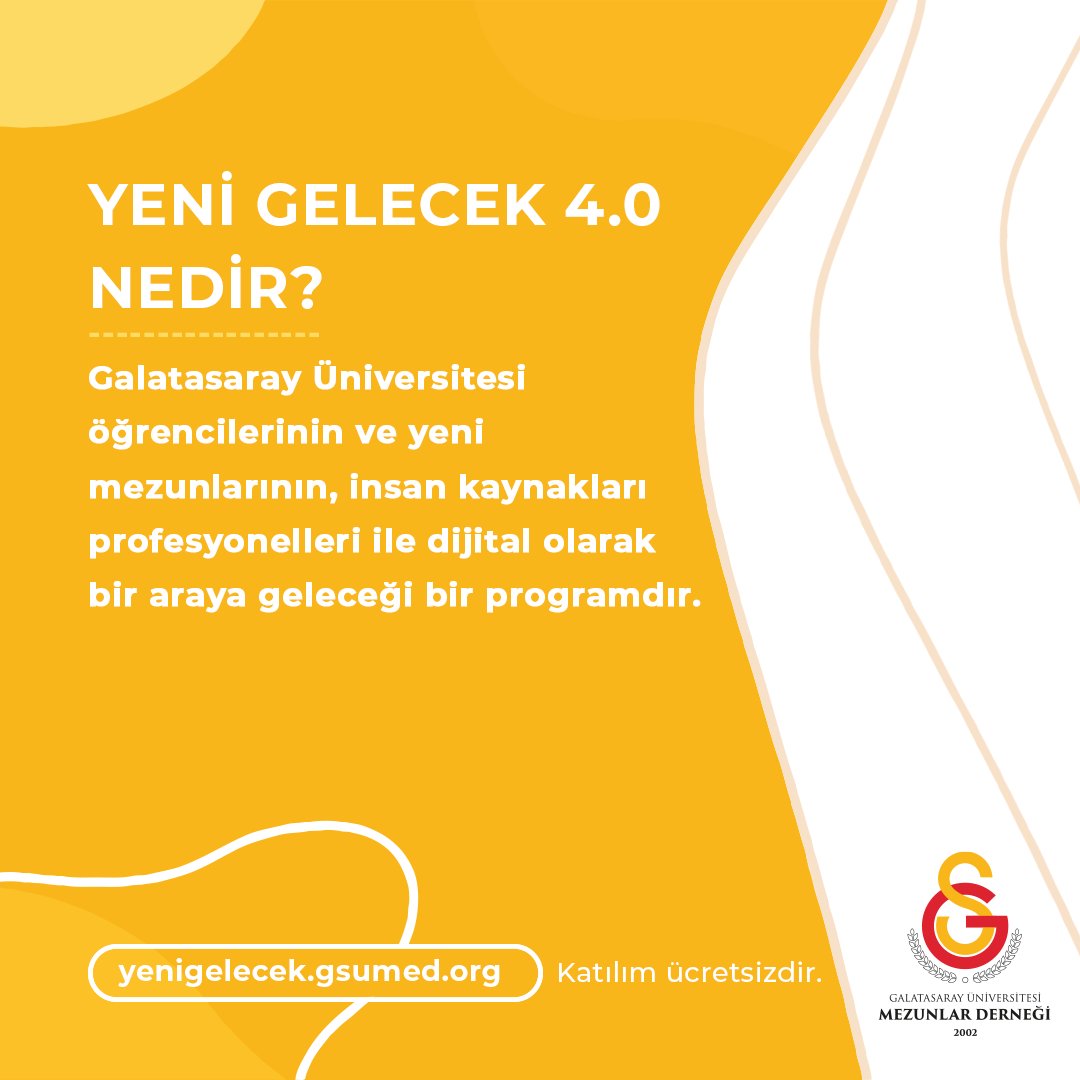 gsumezunlar's tweet photo. Yeni Gelecek 4.0 programı hakkında merak edilenleri cevaplıyoruz ➡️
#YeniGelecek #galatasaraydayenigelecek #gsumed #galatasarayuniversitesi https://t.co/zMQcaq90oJ