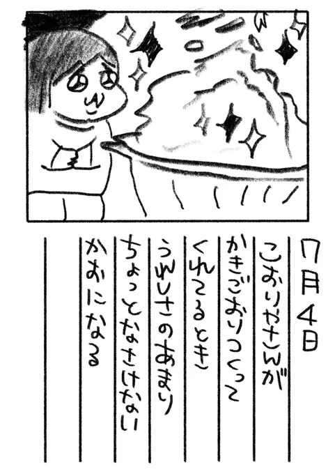 3日目 田村氷販売店さんのかき氷は明け方の清涼な雲みたいでとっても美しいのです
#絵日記 