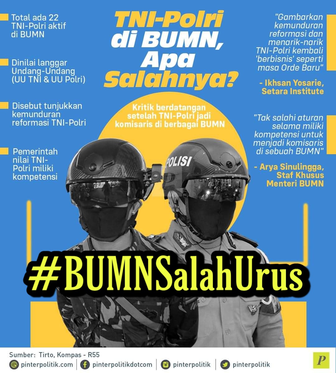 sumutbersatu01's tweet photo. Kompetensi apa yang dimiliki TNI POLRI dalam mengurus BUMN  
Itu hanya alasan yang tak masuk diakal saja itu.... 
#BUMNsalahurus 
#erickout 
@ListonJenta @Mustar_98 @Jeppri_silalahi https://t.co/JrtvoxXZXm