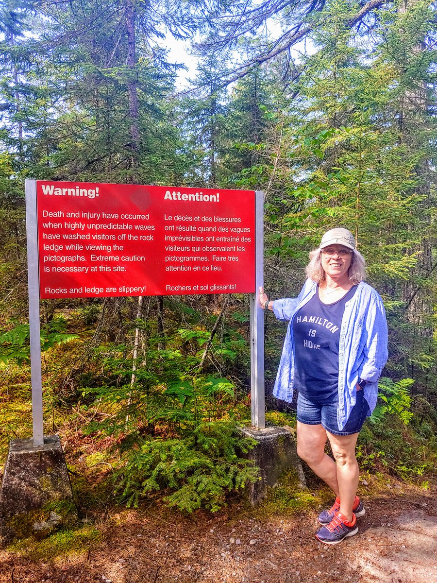 bertneale's tweet photo. Laughing in the face of danger my adventurous wife journeys to see the photographs at Agawa.@lisaneale https://t.co/Tjno9qoXoj