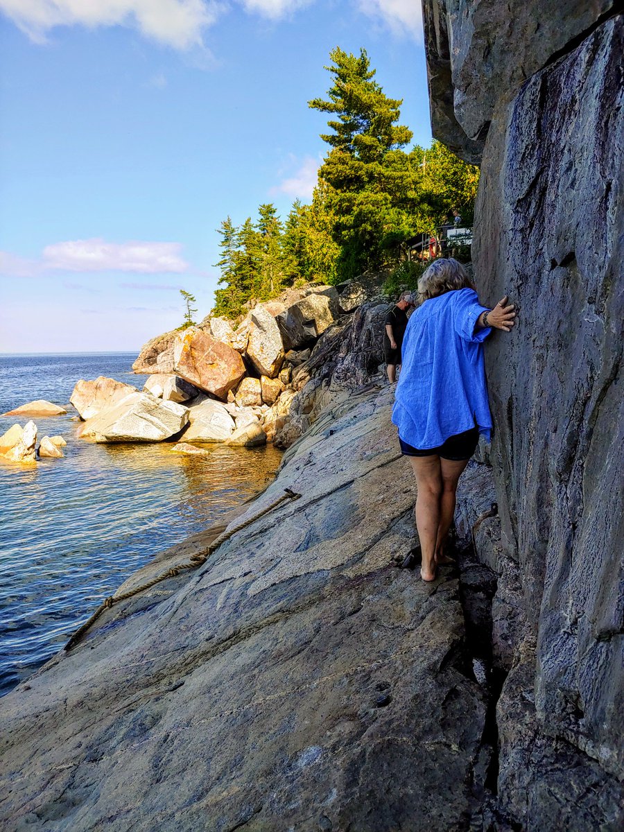 bertneale's tweet photo. Laughing in the face of danger my adventurous wife journeys to see the photographs at Agawa.@lisaneale https://t.co/Tjno9qoXoj