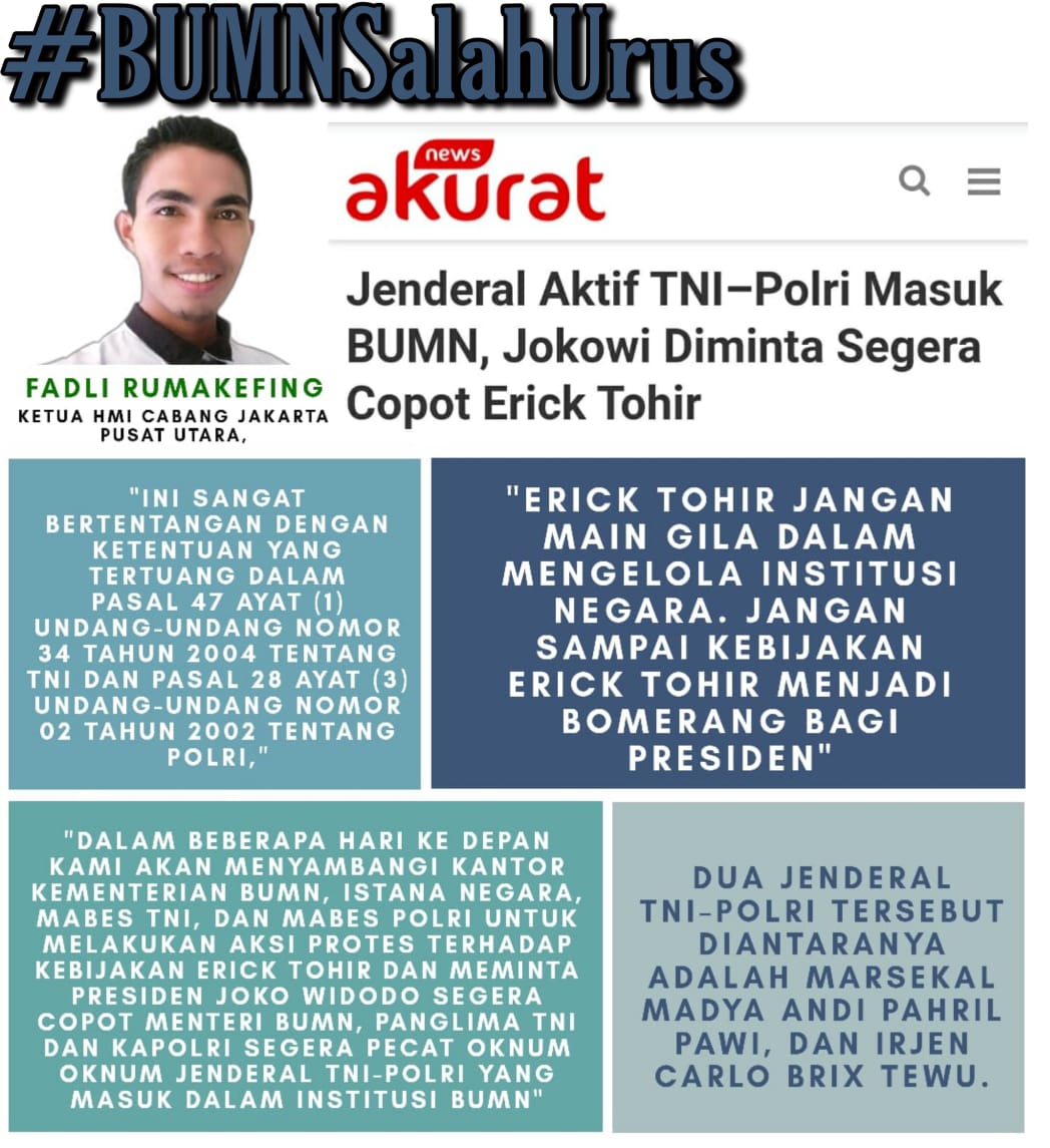 sumutbersatu01's tweet photo. Sangat sudah jelas ketika TNI POLRI masuk BUMN
SUDAH SAAT NYA PRESIDEN @jokowi MENCOPOT @erickthohir karna telah melanggar uu 
Apa TNI POLRI DI JADIKAN SEBAGAI PENGAWAL NYA #BUMNsalahurus 
#erickout 
@ListonJenta 
@Mustar_98 
@Jeppri_silalahi @OrangBanten1 @Aim_KL89 https://t.co/h98wL6RU3M