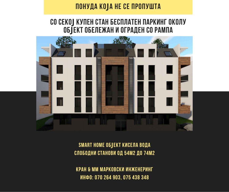 CranEngineering's tweet image. Продажба на станови - Објект Кисела Вода🏠