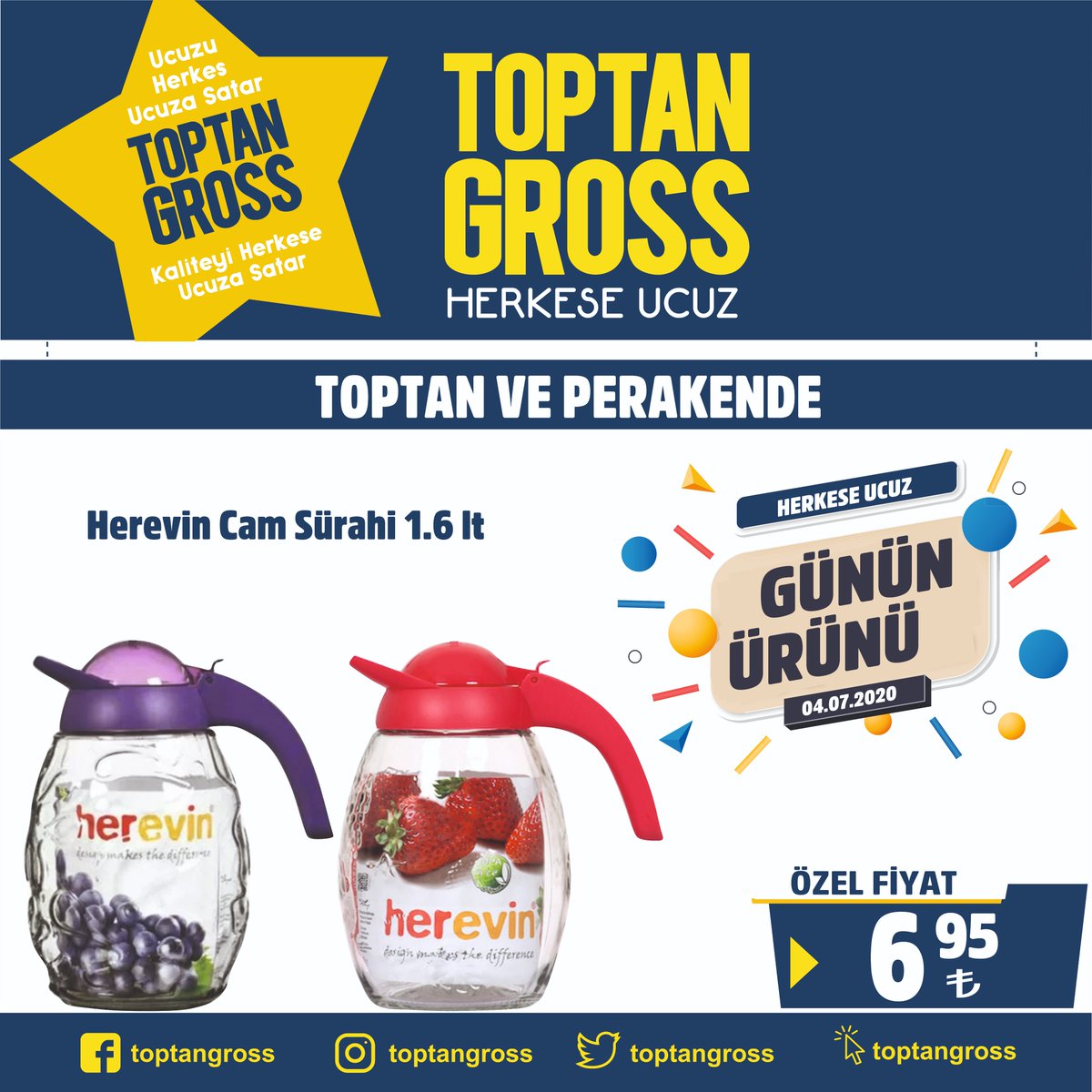 ToptanGross's tweet photo. 🎁Toptan Gross'ta Günün Ürünü!!! 🛍
🏃🏃Yetişen alıyor. Ürünümüz stoklarla sınırlıdır. 📣📣
#toptangross #toptanveperakende #alışveriş #kampanya #indirim #gününürünü #herevin #camsürahi #renkli #desenli https://t.co/aEb3BqURlt