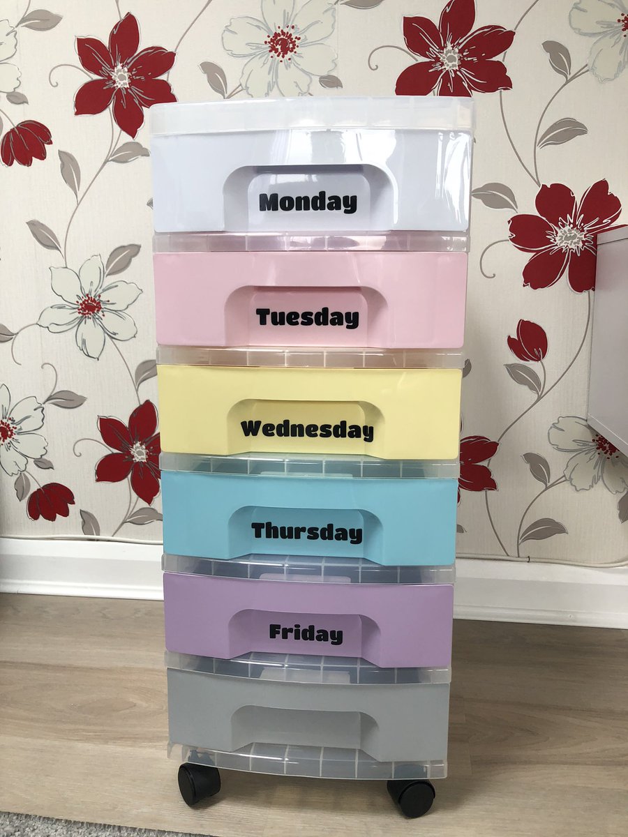 MissFerris3's tweet photo. Loveee my drawers for each day, can’t wait to put it in my classroom🤩 I can’t remember who I got this idea from but thank you! https://t.co/J5ur0cYZNd