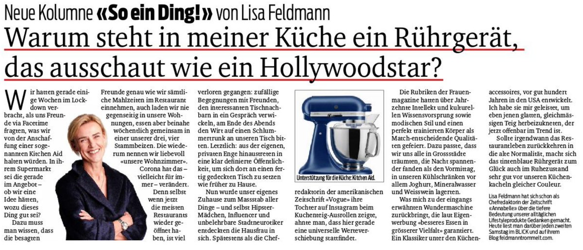 So ein Ding! Lisa Feldmann schreibt neu im BLICK <a href="/Blickch/">Blick </a> Willkommen im Kolumnisten-Team mit <a href="/LaeriPatrizia/">Patrizia Laeri</a> <a href="/uvonarx/">Ursula von Arx</a> <a href="/CueniClaude/">claude cueni</a> <a href="/GiuGracia/">Giuseppe Gracia</a> <a href="/SimonJaeggi/">Simon Jäggi</a> Freue mich sehr blick.ch/meinung/kolumn…