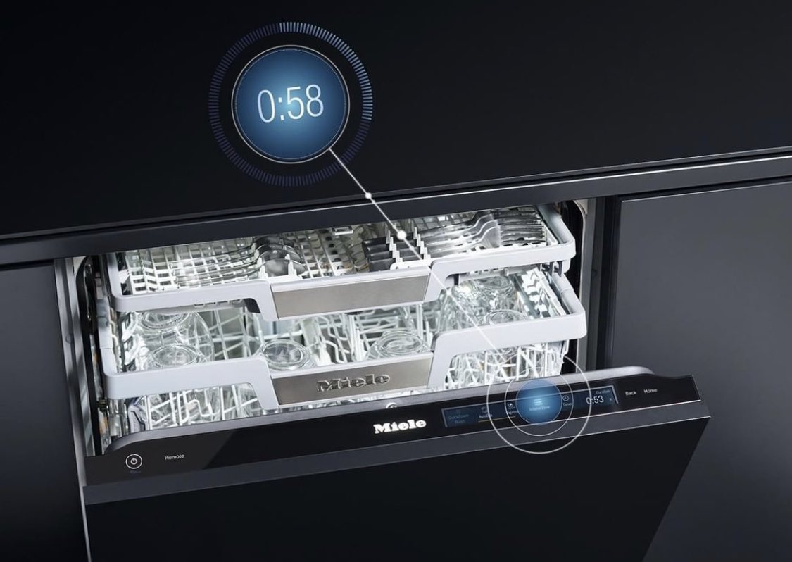⁣
🔺 Miele makes it easier🔺⁣
With the Miele Dishwasher QuickPowerWash feature, have your dishes cleaned in less than an hour! In combination with the Miele UltraTabs, you can achieve the best possible cleaning and drying results on normally soiled crockery in 58 minutes.