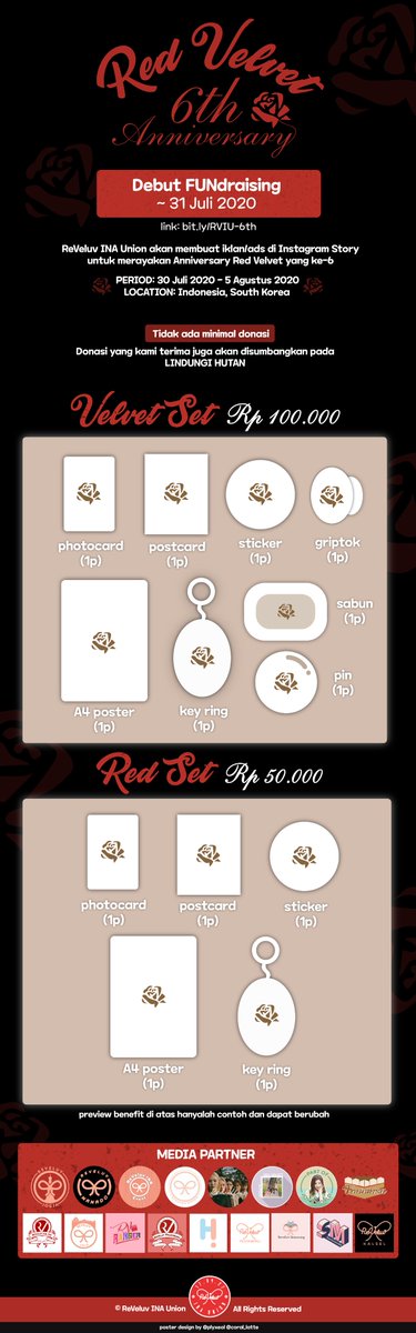 partofjoysworld's tweet photo. 🥀 Red Velvet 6th Debut Anniversary FUNdraising 🥀 

@ReVeluvNESIA membuka donasi untuk merayakan debut Red Velvet yg ke-6

Detail donasi bisa dilihat dalam gambar ya, Luvies 😉

Periode donasi: ~ 31 Juli 2020

Link: https://t.co/PmfBevkuEz

@RVsmtown #RedVelvet #ReVeluvIndonesia https://t.co/lO8lUyHq1r