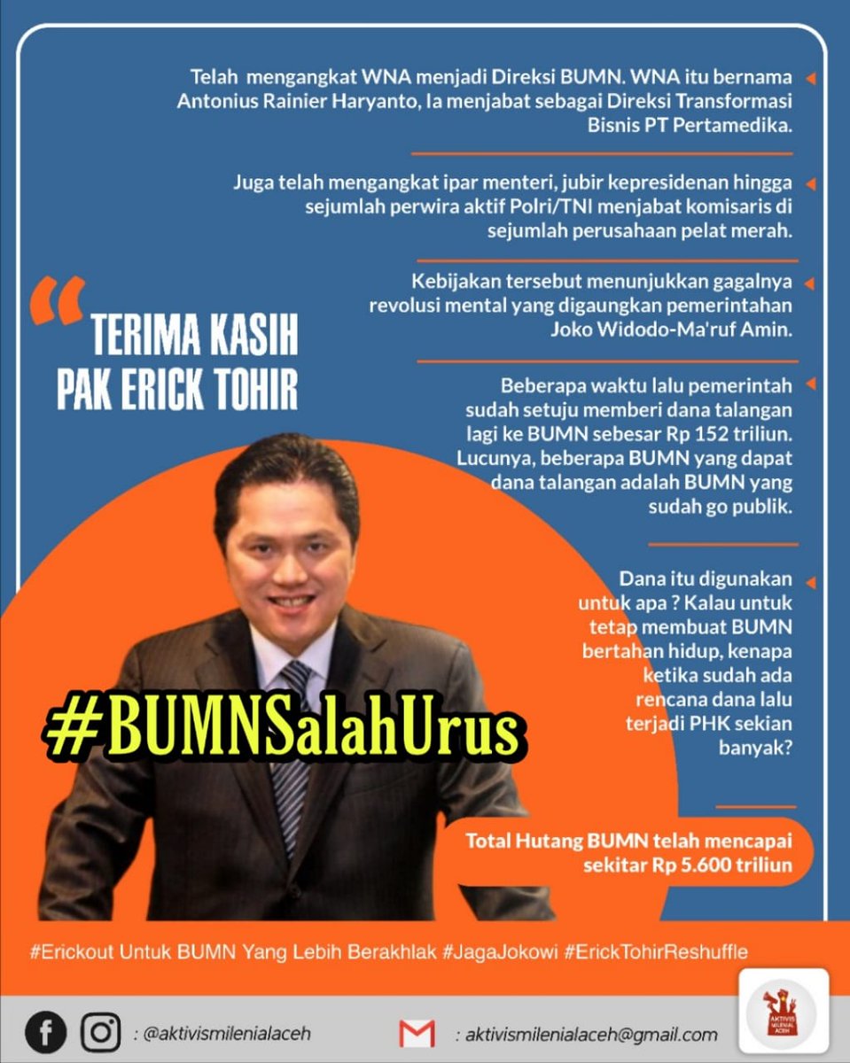 Pisolempar3's tweet photo. Bro @erickthohir gmn cara kau ini masih status warga asing bisa komisaris , apanya maksud mu....??

@ListonJenta 
#BUMNSalahUrus 
#BUMNSalahUrus https://t.co/lsDfrDn5k9