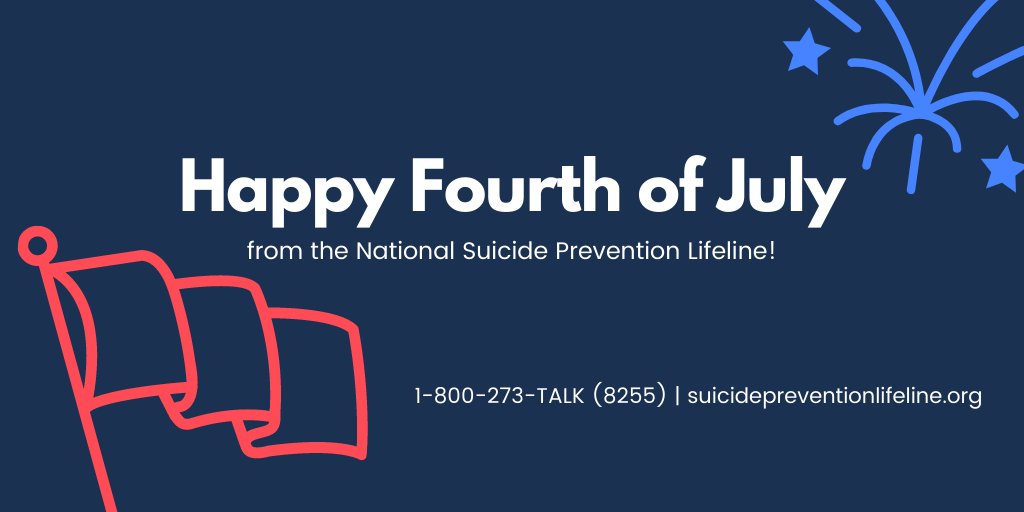 Wishing everyone a safe and happy #4thofJuly! If today is difficult for you, know that the Lifeline is here for you, 24/7. Call 1-800-273-TALK (8255) to be connected with a trained, caring counselor.