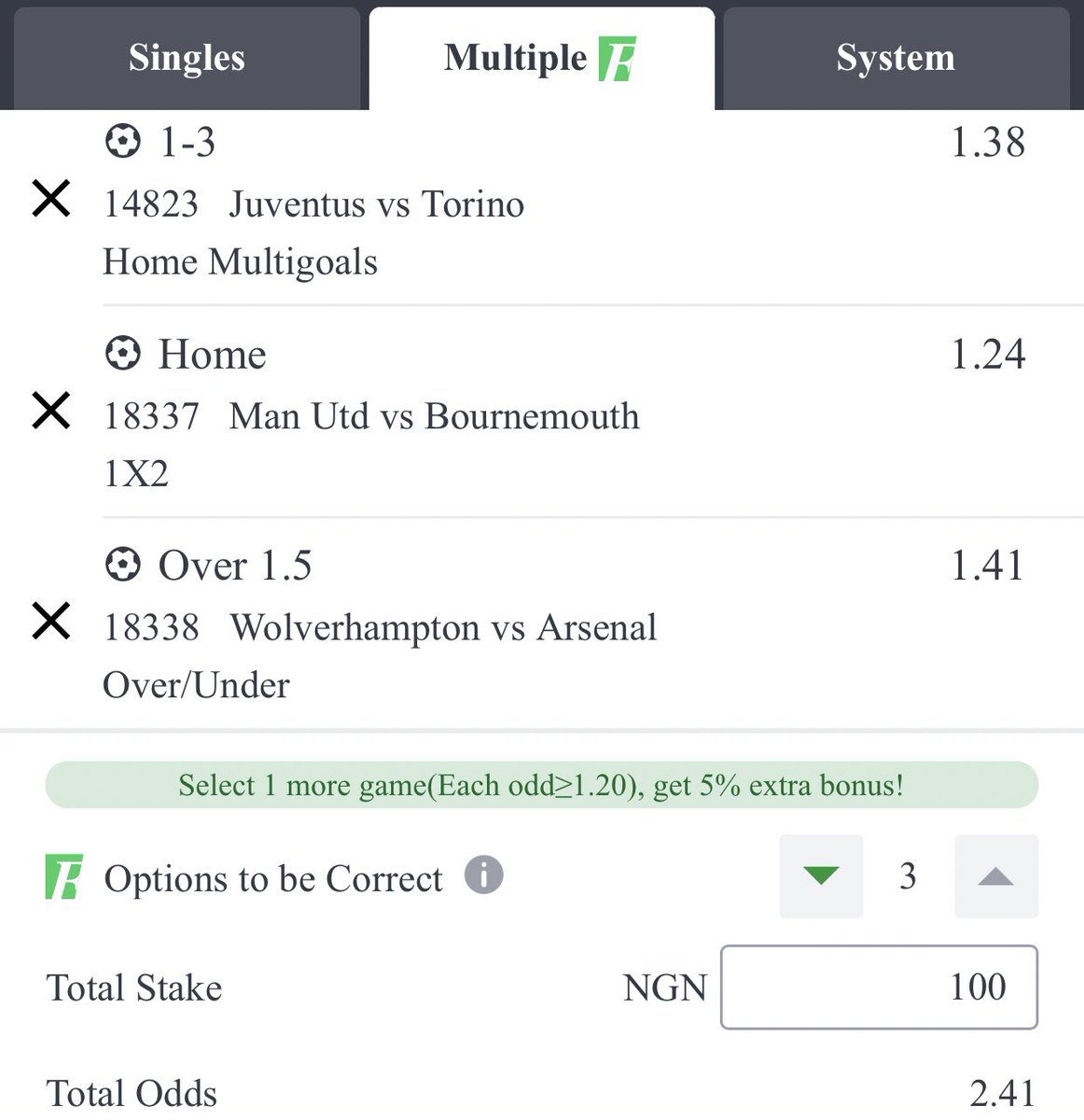 SIREGREENN's tweet photo. BC5NF15H...3 ODDS...KICKS OFF 3PM..@2To3Odds @surebet247 @FATHYBETTIPS @woozzaabets @MisturBets @FarindokiBetTip @TheLockTips @Predictionhq @DeDreamBet @Mrbankstips @Kpstandfit @SakasticBet @betmind1 @betsniper2 https://t.co/yuiENXwYrj