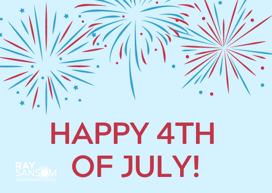 Wishing you all a safe and happy 4th of July!