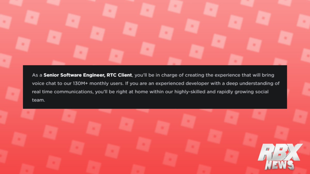 Rbxnews On Twitter More Info Has Come Out On Possible Roblox Voice Chat On The Roblox Job Page Is States Anyone With The Senior Software Engineer Rtc Client Will Be In Charge - how to get voice chat on roblox