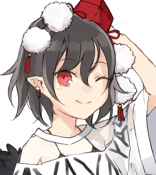 #リプ来たキャラの私服アレンジ描く 
06射命丸文 