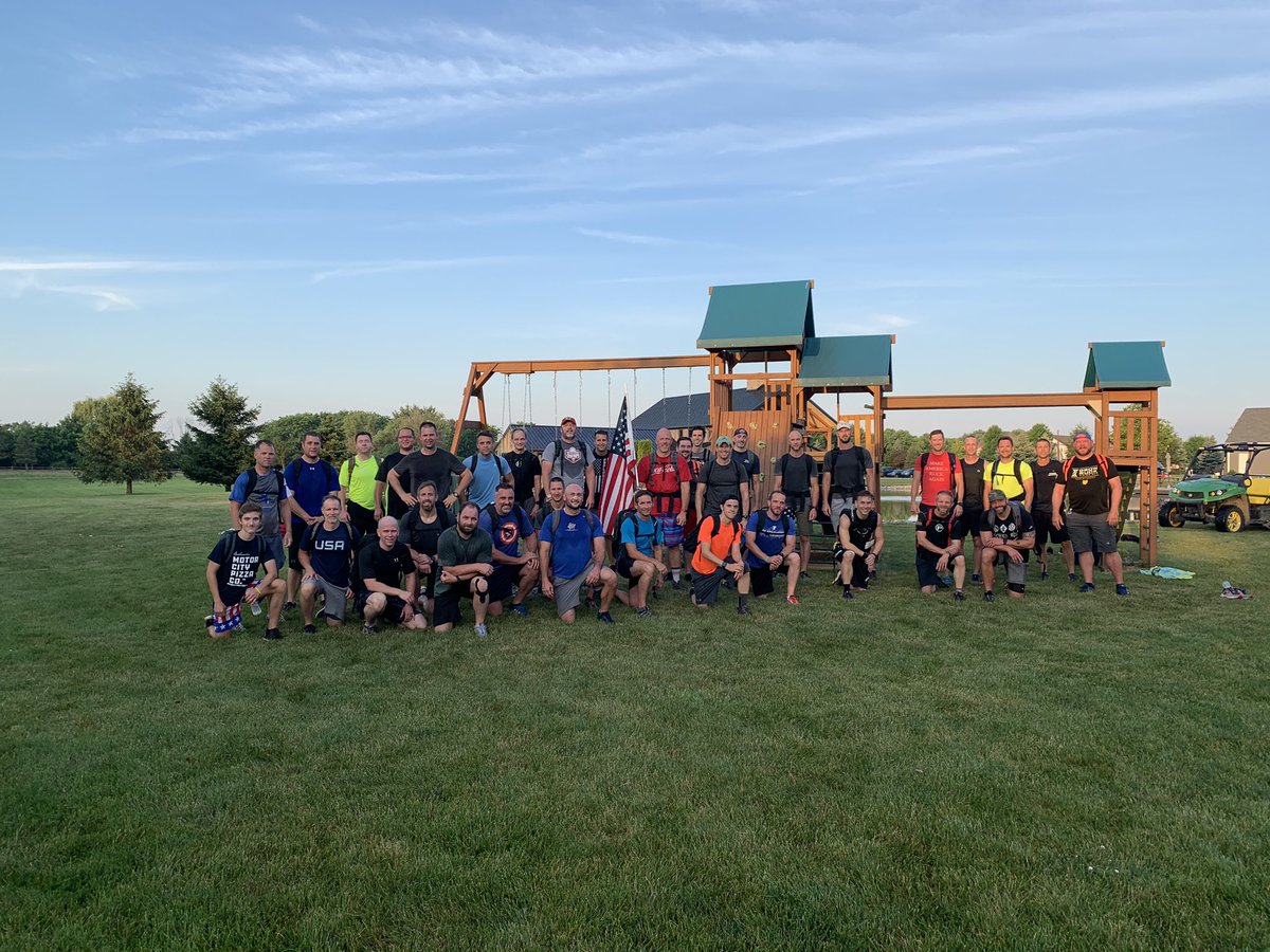 F3Toledo's tweet photo. Great CSAUP planned and executed by Trinity. 36 men showed up for a 5k run 4 mile Ruck and a pond swim.  Some great second F afterwards.  No better way to start the day and celebrate our country’s independence https://t.co/YIz0cQIXad
