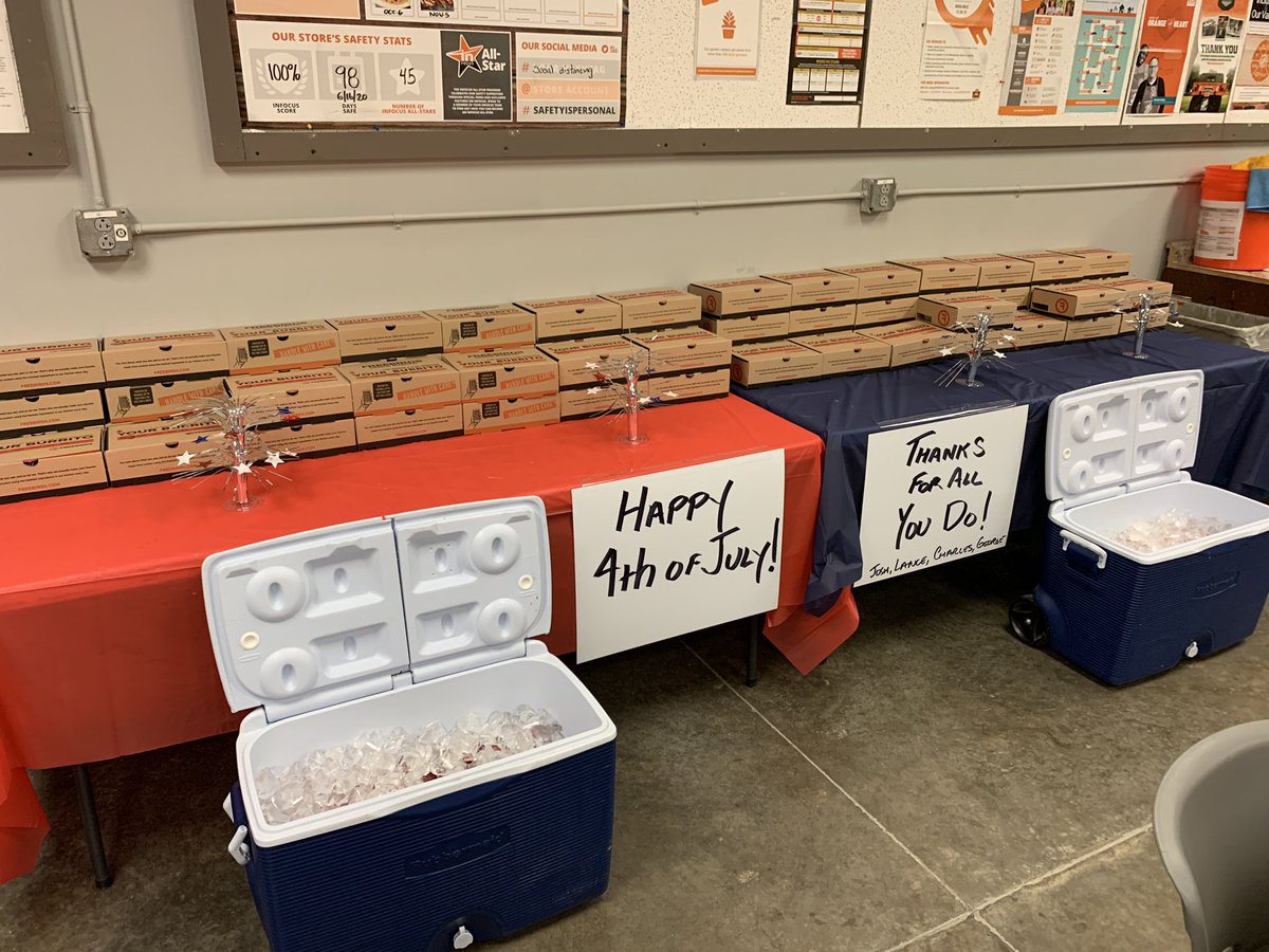 HDLance's tweet photo. Celebrating The Fourth of July with Freebird’s Burritos for our outstanding hard-working associates at the Four Points Home Depot! Thank you for your dedication  and perseverance this year! @ericbernal01 @josh_mayou @4Points_HD https://t.co/aZyqJOrcA2