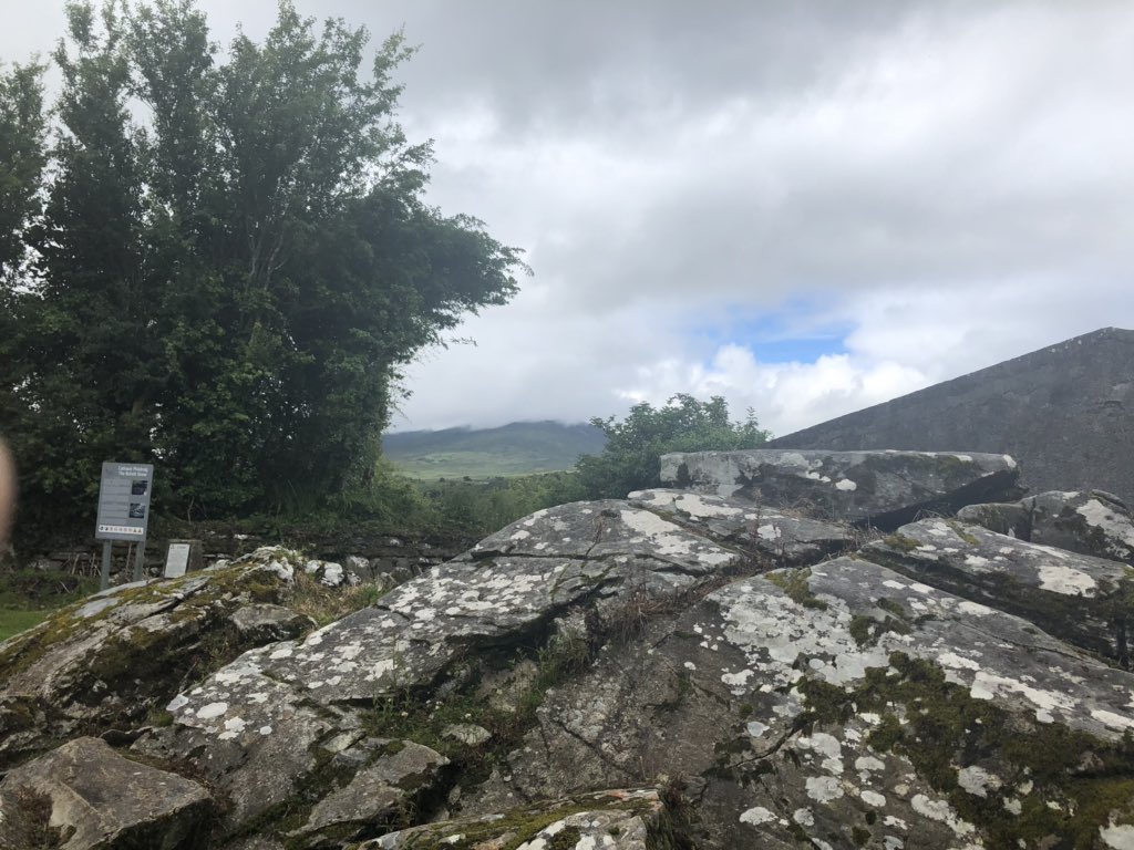 Irelandrockart's tweet photo. One of the most well-known examples of rock art in Ireland is the Boheh Stone, Co. Mayo which features over 250 carvings. On the 16th of April and between the 22-24th of August the sun can be seen rolling down the northern shoulder of Croagh Patrick illuminating the panel. https://t.co/iMVr5AdyVo