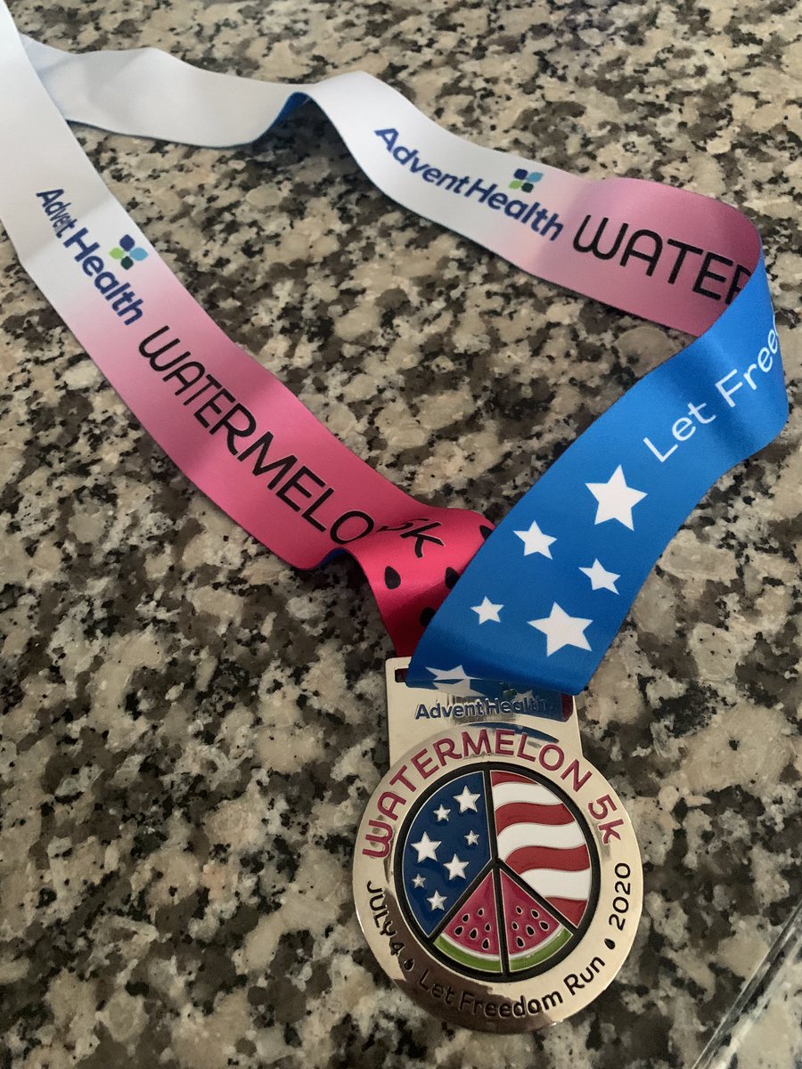 babysully1's tweet photo. @trackshack @AdventHealth Watermelon 5k virtual then an additional 7 miles on the West Orange Trail. Wearing our bibs we had a lot of shout outs and encouragement along the way. Missed the watermelon 🍉 at the end but happy to finish 10 miles today. Happy 4th 🇺🇸! https://t.co/Y9WDCHsz0r