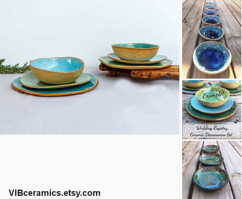 Large Dinner Plates and Bowls for Dining and etsy.me/3ap36Ww # #largedinnerplates #largebowls #diningandserving #handmadestoneware