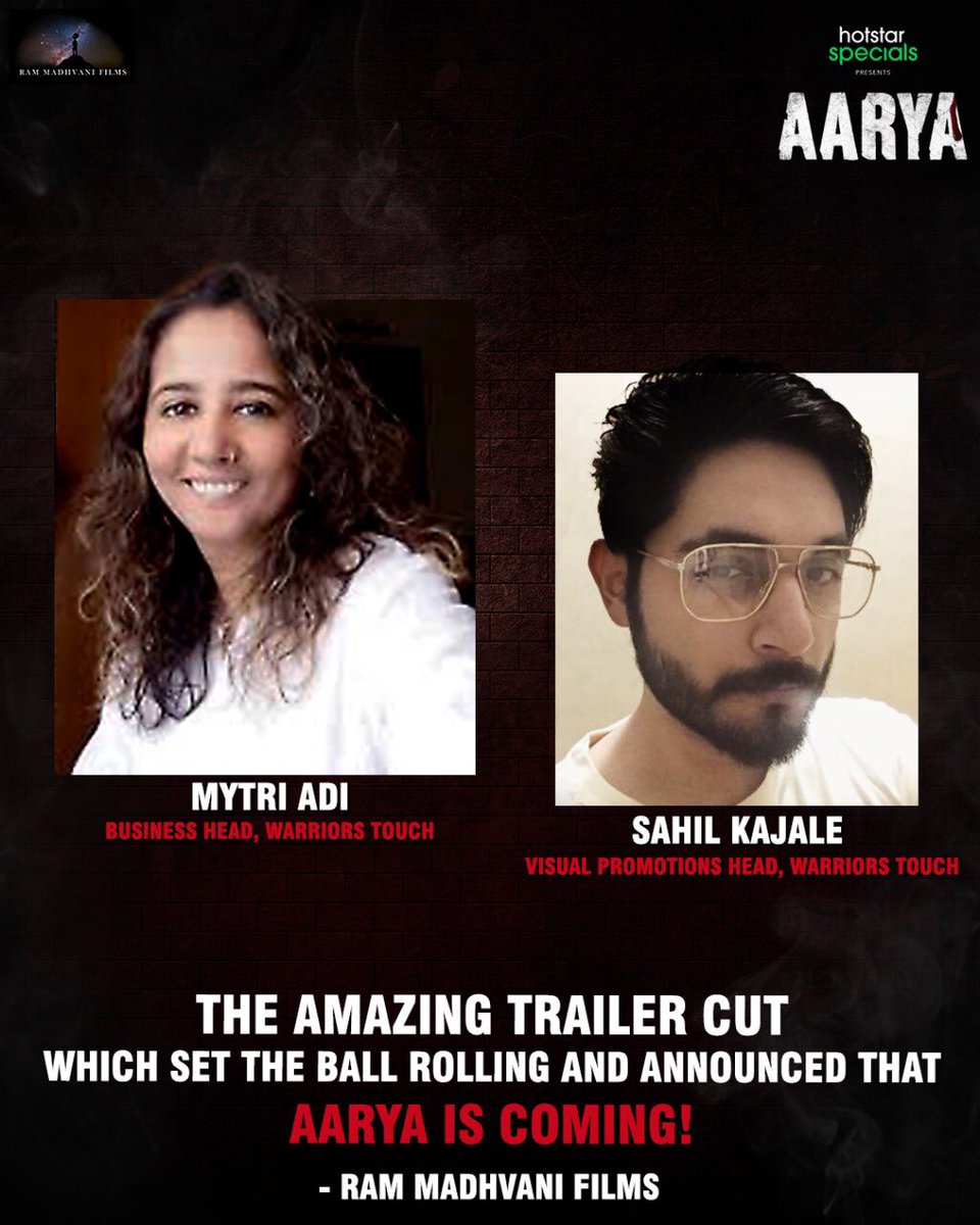 OfficialRMFilms's tweet photo. Amazing Warrior’s Touch. Thank you @mytriadiwarrior &amp; #SahilKajale! #TeamAarya

@thesushmitasen #ChandrachurSingh @RamKMadhvani #AmitaMadhvani @DisneyplusHSVIP @EndemolShineIND @sandeep_modi @vinod_rawat @RheaPrabhu @dasnamit @sikandarkher @ManishC_Actor @AnkBhatia #AlexxONell https://t.co/BmWuO4Fi7a