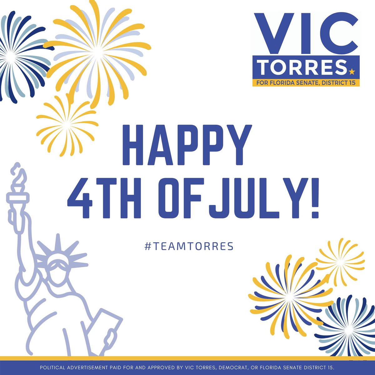 Wishing you a happy and safe 4th of July! #TeamTorres