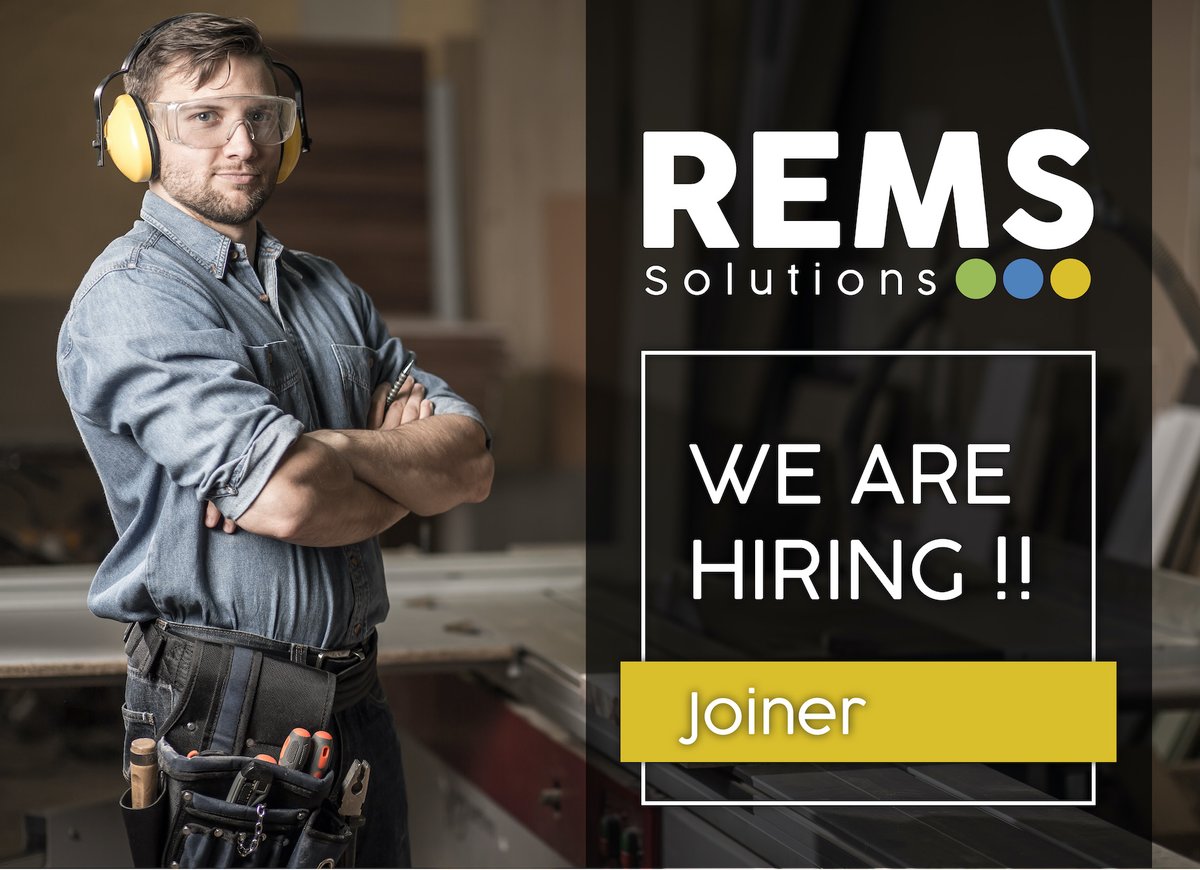 RemsSolutions's tweet photo. REMS are seeking qualified Joiners, to join our fabric team. 
We are looking for good interpersonal skills, and a commitment to work together to achieve the best results. 
If you are interested in joining us, send your CV to info@retail-ems.co.uk
#JoinersJobs #Joiners #MightyREMS https://t.co/R4v3vO7V6m