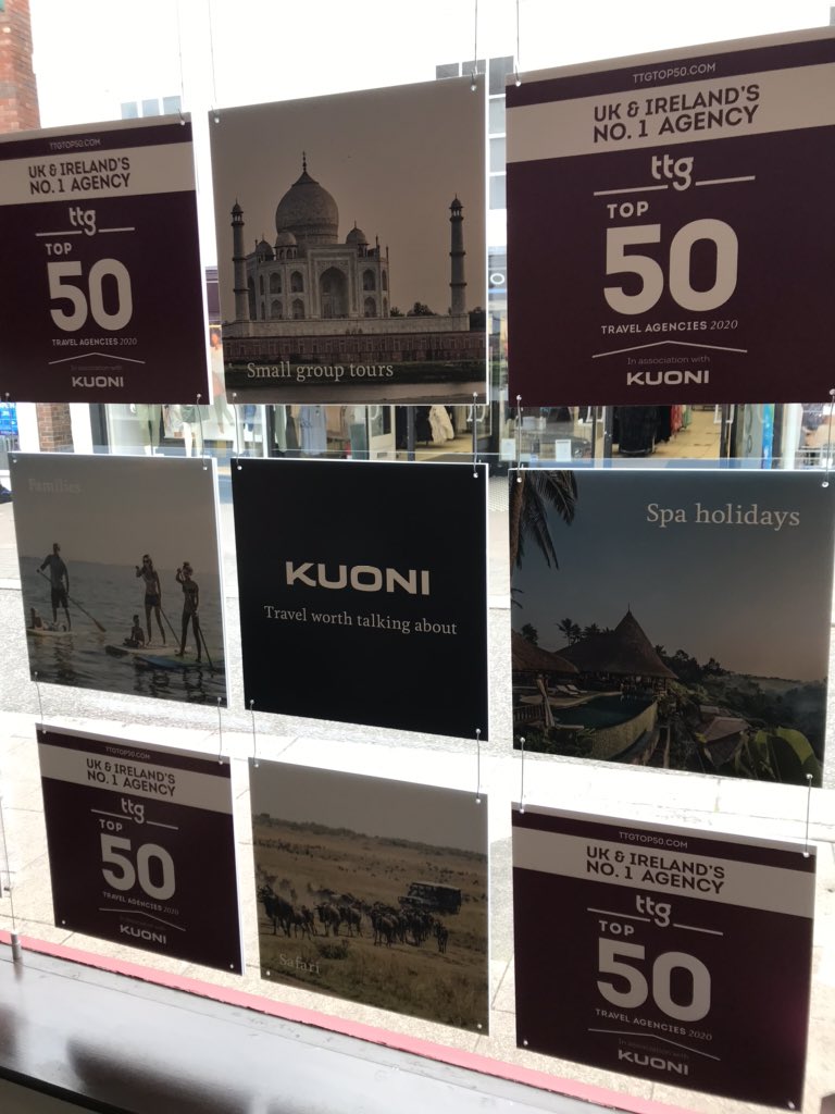 Branding to celebrate becoming the UKs No1 Travel Agency <a href="/TTGMedia/">TTG</a> <a href="/KuoniAgents/">Kuoni Agents</a> #TTGTop50 #Woodbridge #Suffolk #Travel