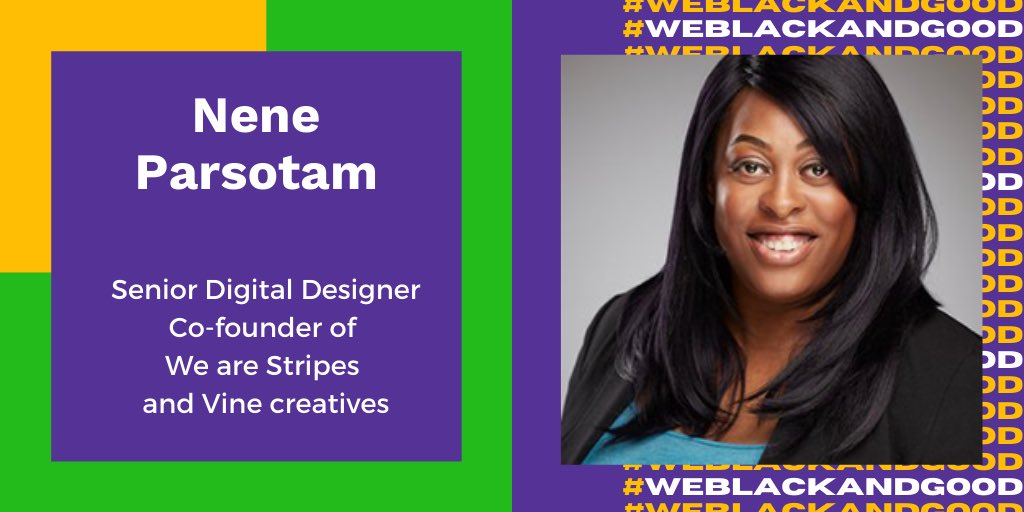 weblackandgood's tweet photo. Nene Parsotam @nerdette3point2 is a senior digital designer, art director and co-founder of @wearestripes  and  @vine_creatives. Their mission is to work with entrepreneurs and businesses in the African diaspora, and companies with an interest in Africa. #WeBlackandGood https://t.co/whx9hgI6Ih