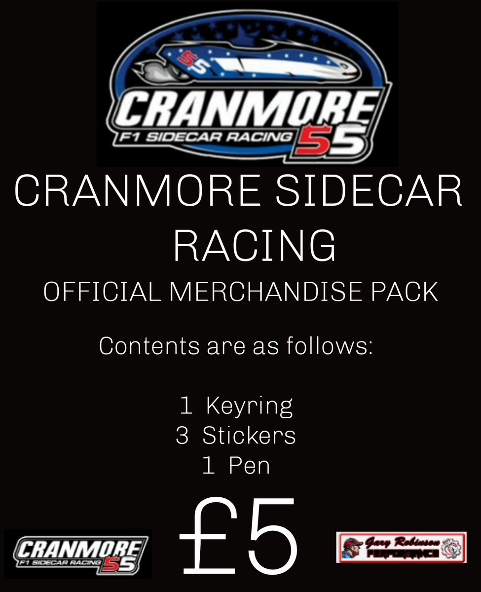 flatinsixth's tweet photo. We're selling a merchandise pack for ยฃ5. Please include another ยฃ2 for P&P within the UK.
#CranmoreSidecarRacing #CSR55
#GaryRobinsonPerformance https://t.co/YaweTZ7vat