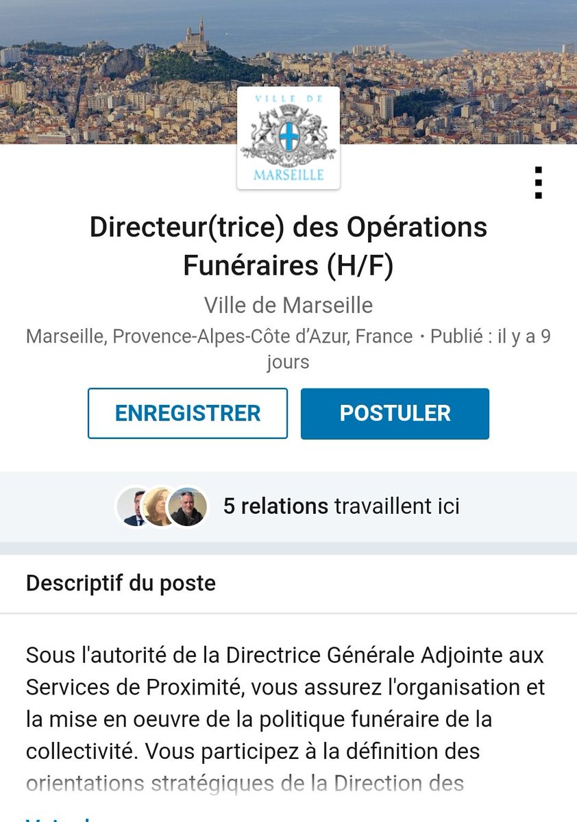 Un joli poste à pourvoir à la mairie de #Marseille avec du boulot à la clé !