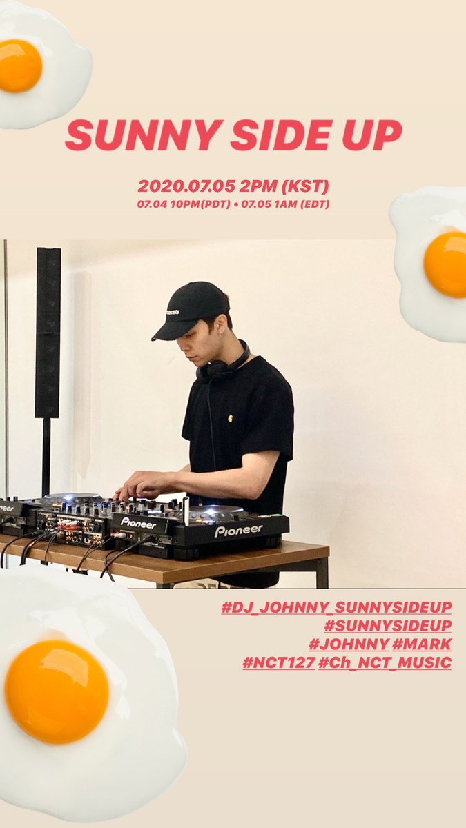 suhjohnnypic's tweet photo. 200704 - nct127 Instagram Story Update 

Reminder to tune into Johnny and Mark’s DJ set for Sunny Side Up on 07/05 2PM KST! 🍳🎧 

#JOHNNY #쟈니 #NCT127 https://t.co/duMEjC1qZX