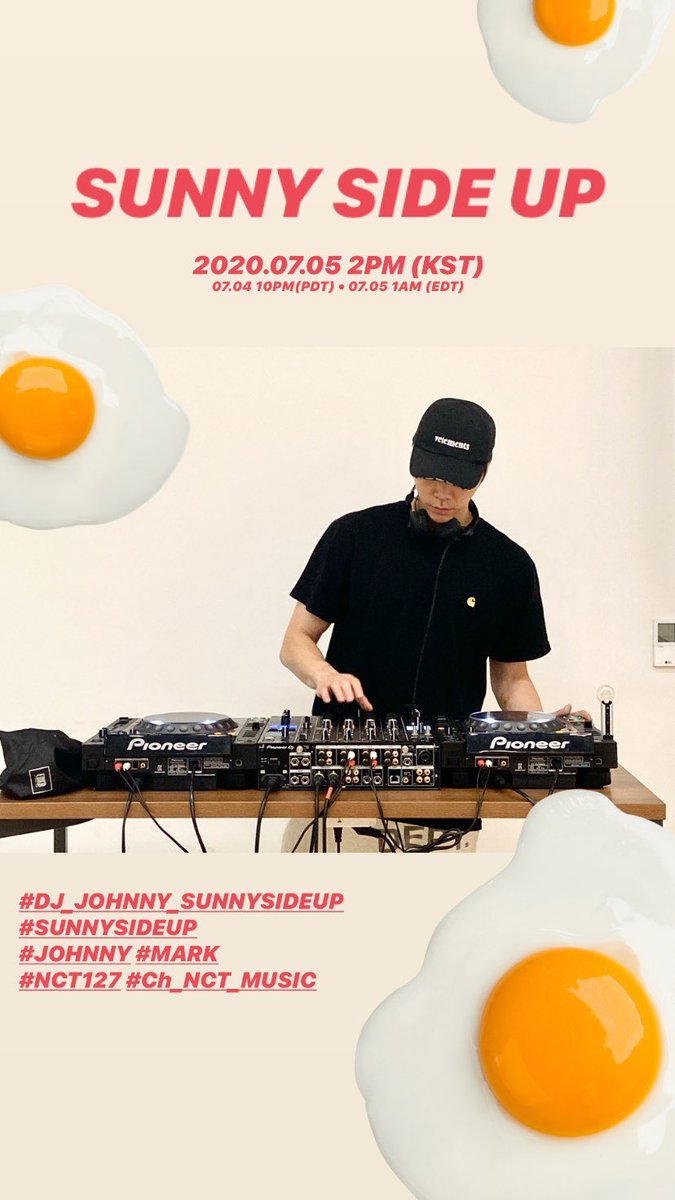 suhjohnnypic's tweet photo. 200704 - nct127 Instagram Story Update 

Reminder to tune into Johnny and Mark’s DJ set for Sunny Side Up on 07/05 2PM KST! 🍳🎧 

#JOHNNY #쟈니 #NCT127 https://t.co/duMEjC1qZX
