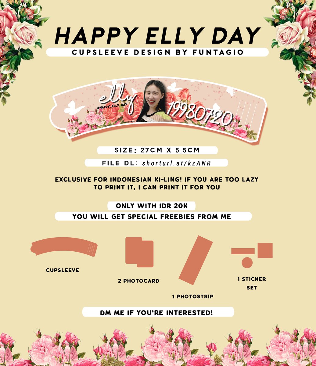[HELP RT] We will celebrate #Elly's birthday soon, so I made a cupsleeve design and you can download it for free here [ shorturl.at/kzANR ]

For INA Ki-Ling you can print with me and you will get extra freebies as the gift.✌️ (details on pic, DM me if you have any question)