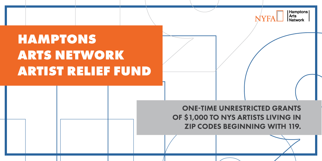 nyfacurrent's tweet photo. Attn artists who live/work on the East End of Long Island who have experienced dire financial emergencies due to the COVID-19 crisis - you may be eligible for this $1,000 unrestricted cash grant est. by the Hamptons Arts Network: https://t.co/qkHidjzUOe #HamptonsArtsNetwork https://t.co/0fL21QVhmW